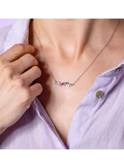 Collier Lotus Silver motif pierres multicolores