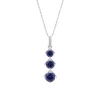 Collier Lotus Silver triple oxyde bleu