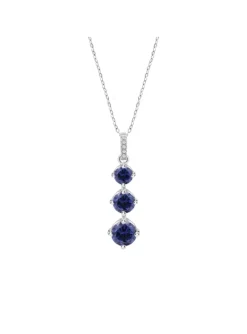 Collier Lotus Silver triple oxyde bleu