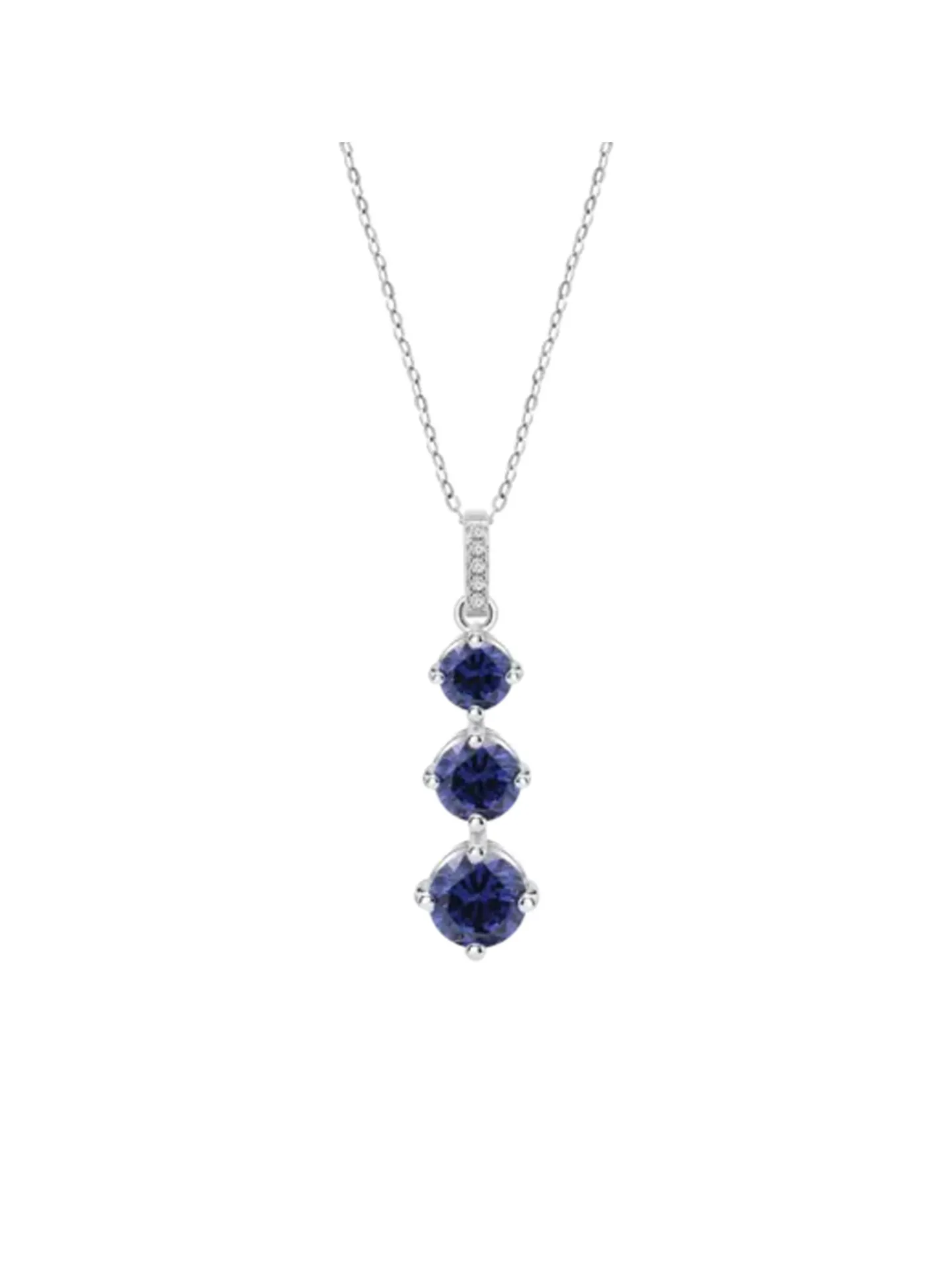 Collier Lotus Silver triple oxyde bleu