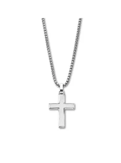 Collier Lotus Style acier pendentif croix