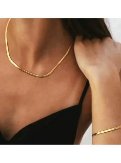 Collier Lotus Style Maille Miroir Acier doré