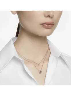 Collier multi-rangs Swarovski Millenia doré rose