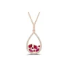 Collier or 18 carats goutte ajourée rubis diamants