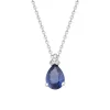 Collier or blanc 18 carats saphir poire diamants