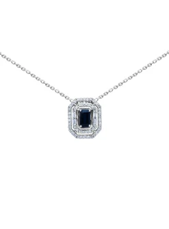 Collier or blanc 18 carats saphir diamants