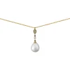 Collier or jaune 18 carats perle poire diamants_x005f_x000D_7 mm
