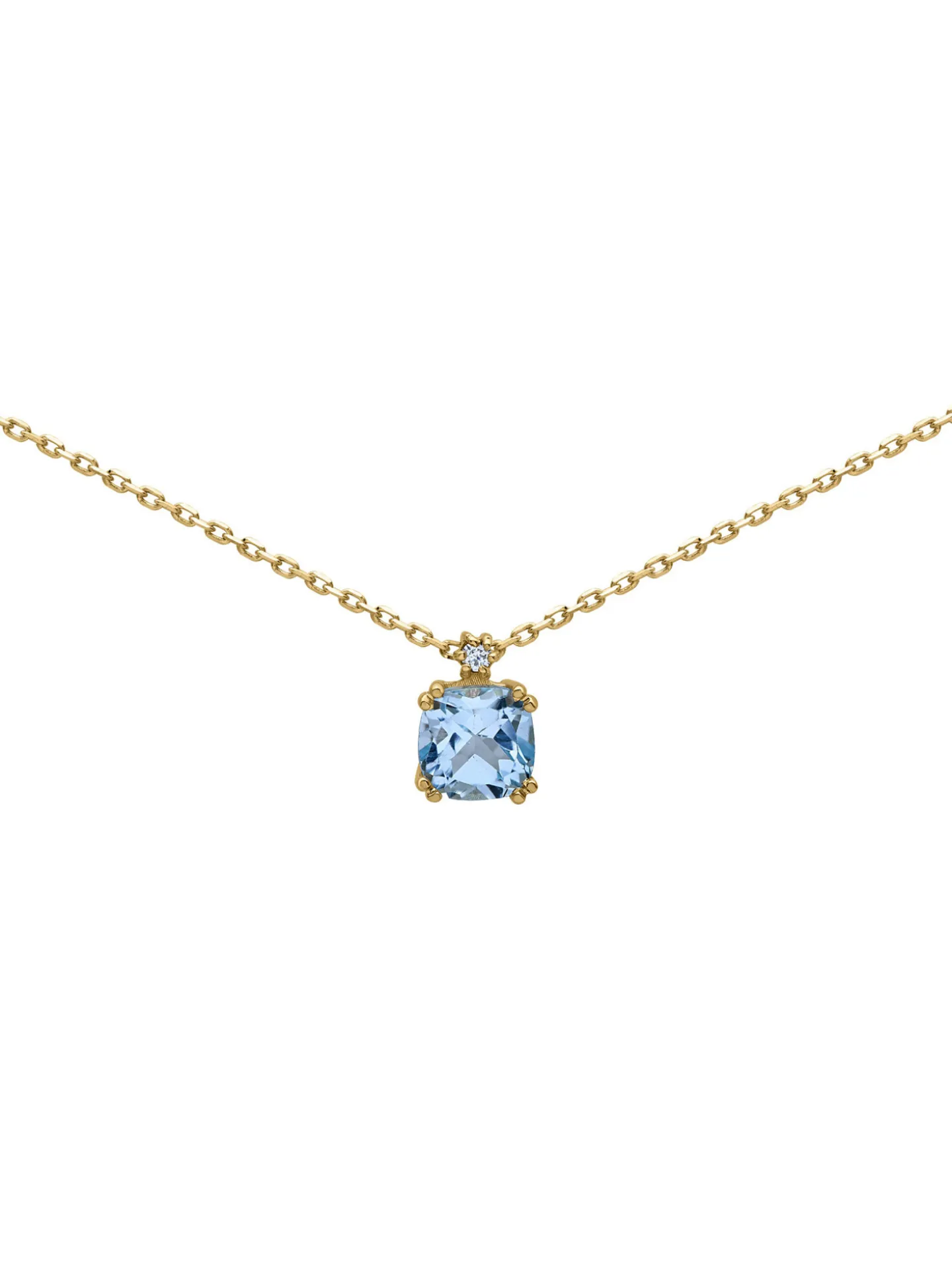 Collier or jaune 9 carats topaze blue london oxyde