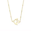 Collier or jaune motif colombe ajourée chaine boules