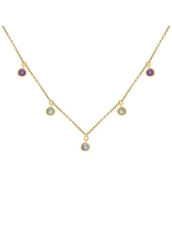 Collier or jaune pampilles topaze améthyste péridot