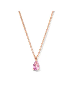 Collier or rose 18 carats saphir poire rose