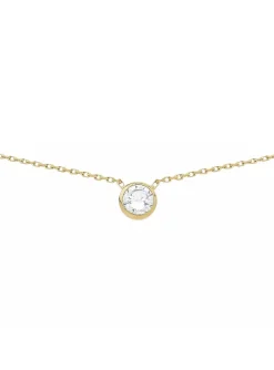 Collier oxyde de zirconium serti clos or jaune_x005f_x000D_9 carats