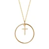 Collier plaqué or cercle croix oxydes