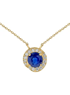 Collier saphir rond entouré de diamants