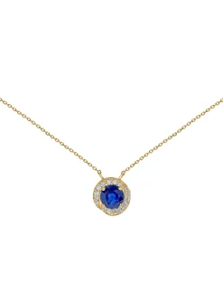 Collier saphir rond entouré de diamants