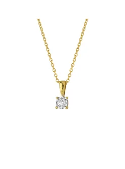 Collier solitaire diamant or 18 carats 0.05 ct