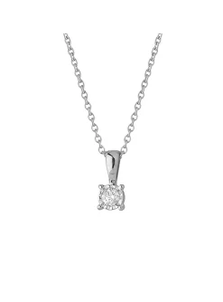 Collier solitaire diamant or blanc 18 carats 0.08 ct
