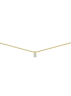 Collier solitaire diamant or 18 carats 0.10 ct