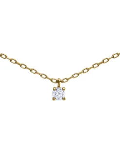 Collier solitaire oxyde or 18 carats griffes