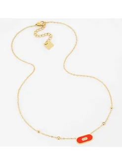 Collier Zag acier doré corail