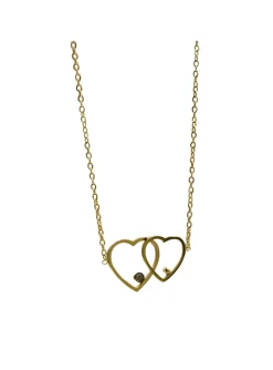 Collier Zag acier doré motif coeurs entrelacés