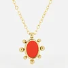 Collier Zag acier doré paendentif corail