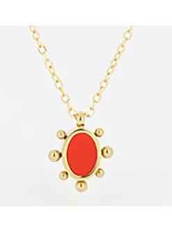 Collier Zag acier doré paendentif corail