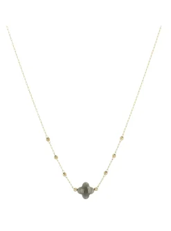 Collier Zag acier doré trèfle gris labradorite_x005f_x000D_collection Velasquez