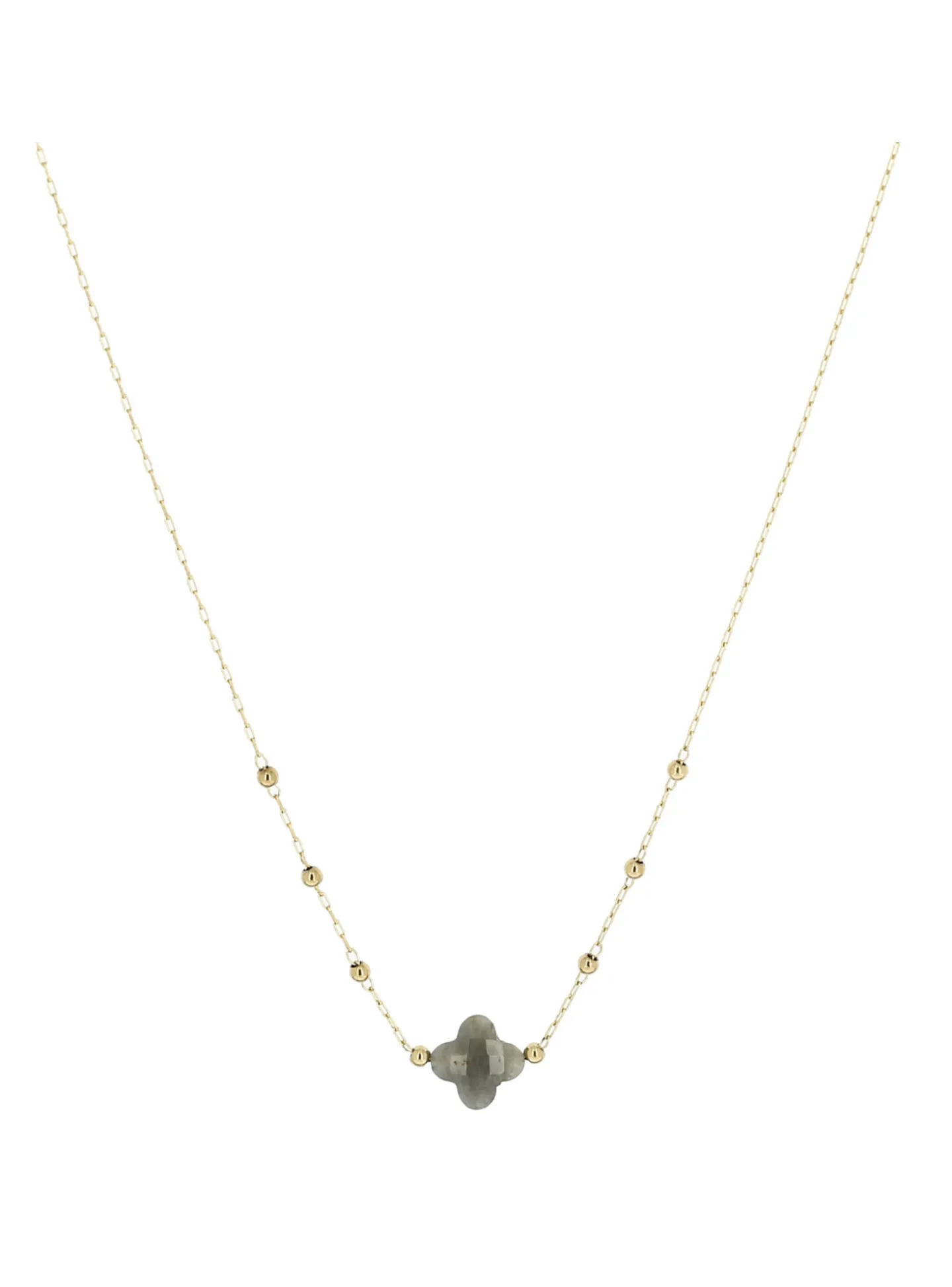 Collier Zag acier doré trèfle gris labradorite_x005f_x000D_collection Velasquez