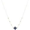 Collier Zag acier doré trèfle bleu lapis lazuli