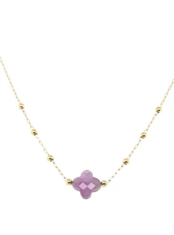 Collier Zag acier doré trèfle améthyste_x005f_x000D_collection Velasquez