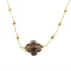 Collier Zag Bijoux acier doré quartz fumé