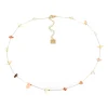 Collier Zag Bijoux acier doré pierres multicolores