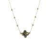 Collier Zag Bijoux acier doré trèfle marron