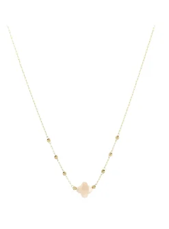 Collier Zag Bijoux acier doré trèfle en quartz rose_x005f_x000D_collection Velasquez