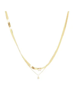 Collier Zag Bijoux Altora double rang_x005f_x000D_pendentif et maille miroir