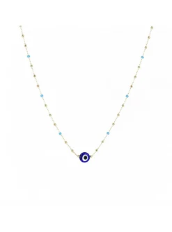 Collier Zag Bijoux Bodrum oeil protecteur bleu_x005f_x000D_acier doré