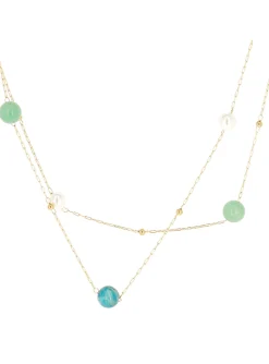Collier Zag Bijoux Calista perles camaieu bleuapatite