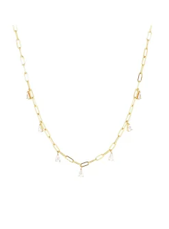 Collier Zag Bijoux Devaron acier doré zirconium