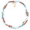 Collier Zag Bijoux double rang bleu et orange