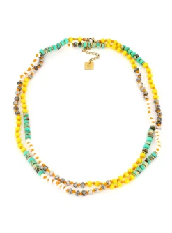 Collier Zag Bijoux double rang jaune et vert