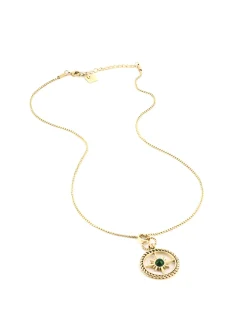 Collier Zag Bijoux en acier doré boussole_x005f_x000D_coeur malachite