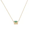 Collier Zag Bijoux en acier doré pendentif oxyde de_x005f_x000D_zirconium vert
