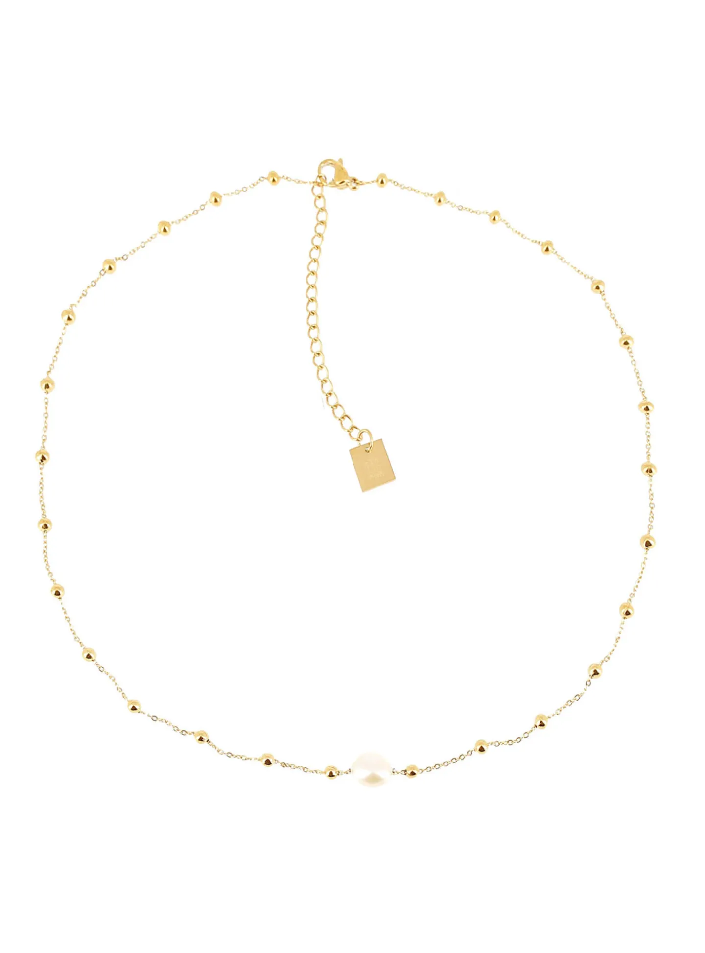 Collier Zag Bijoux Izia acier doré perle de culture
