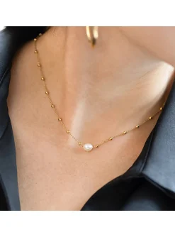 Collier Zag Bijoux Izia acier doré perle de culture