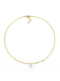 Collier Zag bijoux Renée solitaire acier doré_x005f_x000D_zirconium