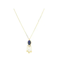 Collier Zag Bijoux Seville acier doré lapis lazuli