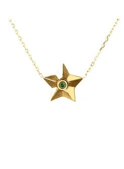 Collier Zag Bijoux étoile acier doré oxyde vert