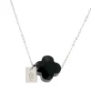 Collier Zag Bijoux Vega acier trèfle noir