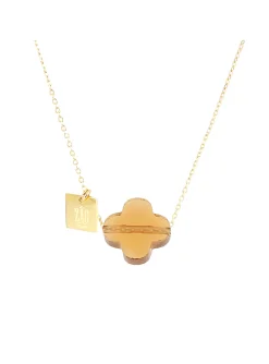 Collier Zag Bijoux Vega trèfle marron